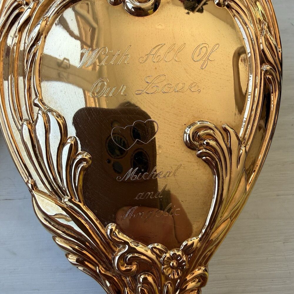 Vintage International Silver Company Gold Plated 3-piece Vanity Set Monogrammed - Picture 4 of 8